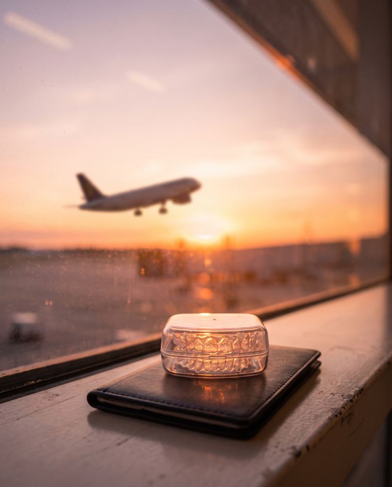Avión despegando al atardecer